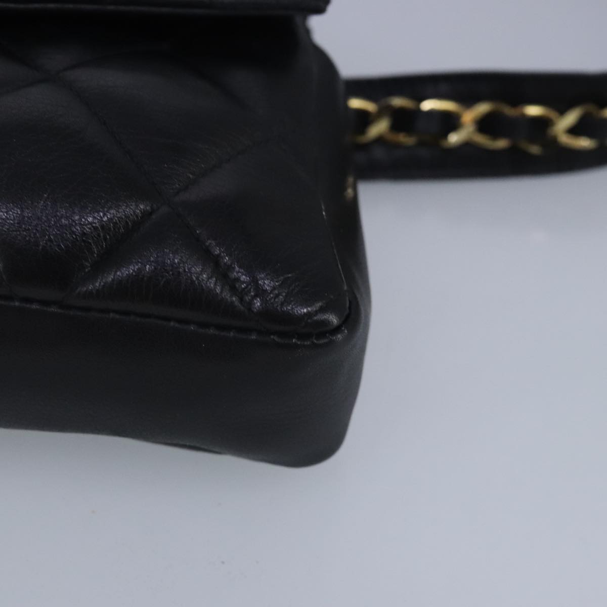CHANEL Matelasse Chain Waist bag Lamb Skin Black Gold CC bs20175
