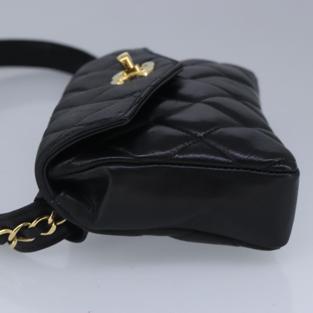 CHANEL Matelasse Chain Waist bag Lamb Skin Black Gold CC bs20175