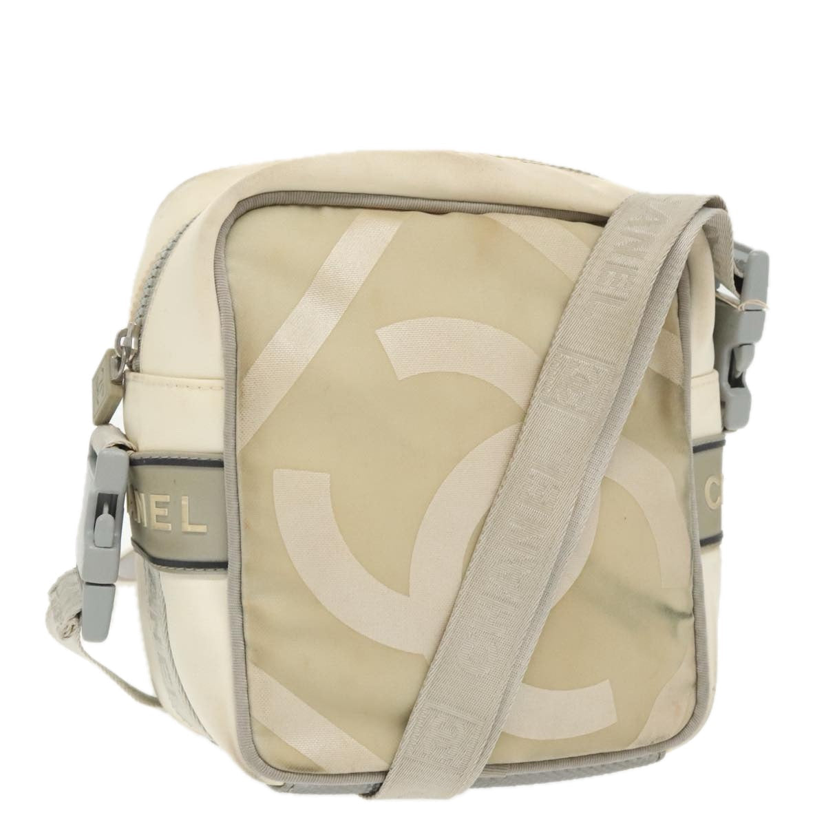 CHANEL Sports Shoulder Bag Nylon White CC bs20181