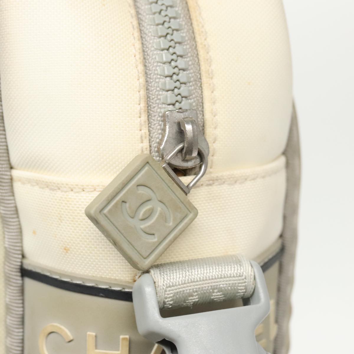 CHANEL Sports Shoulder Bag Nylon White CC bs20181