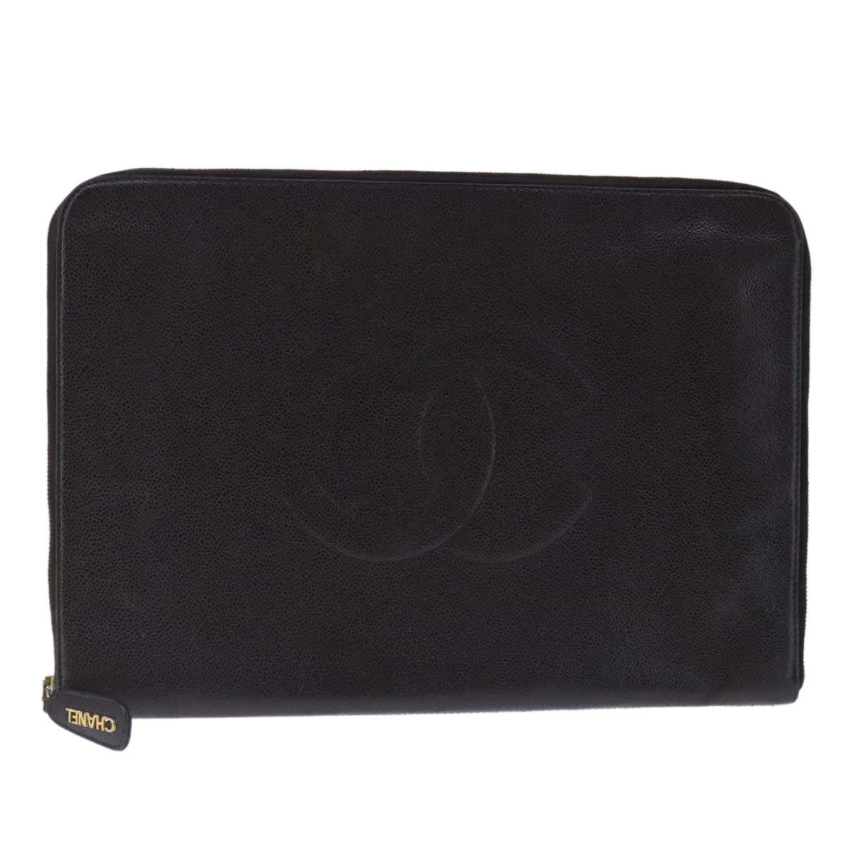 CHANEL Document Case Caviar Skin Brown CC bs20232