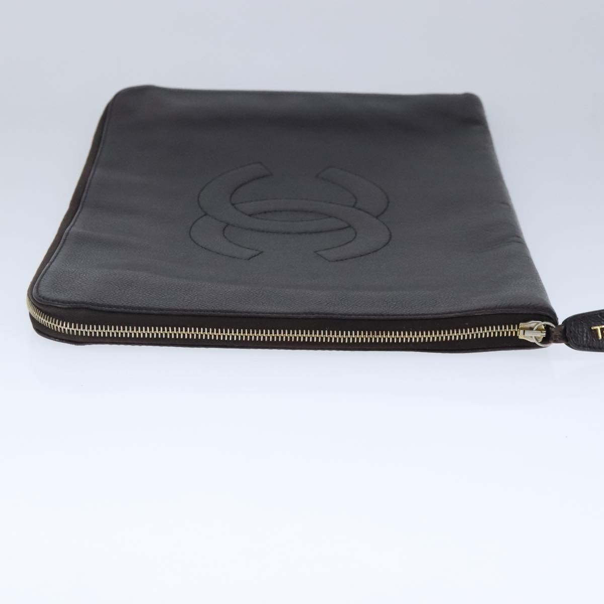 CHANEL Document Case Caviar Skin Brown CC bs20232