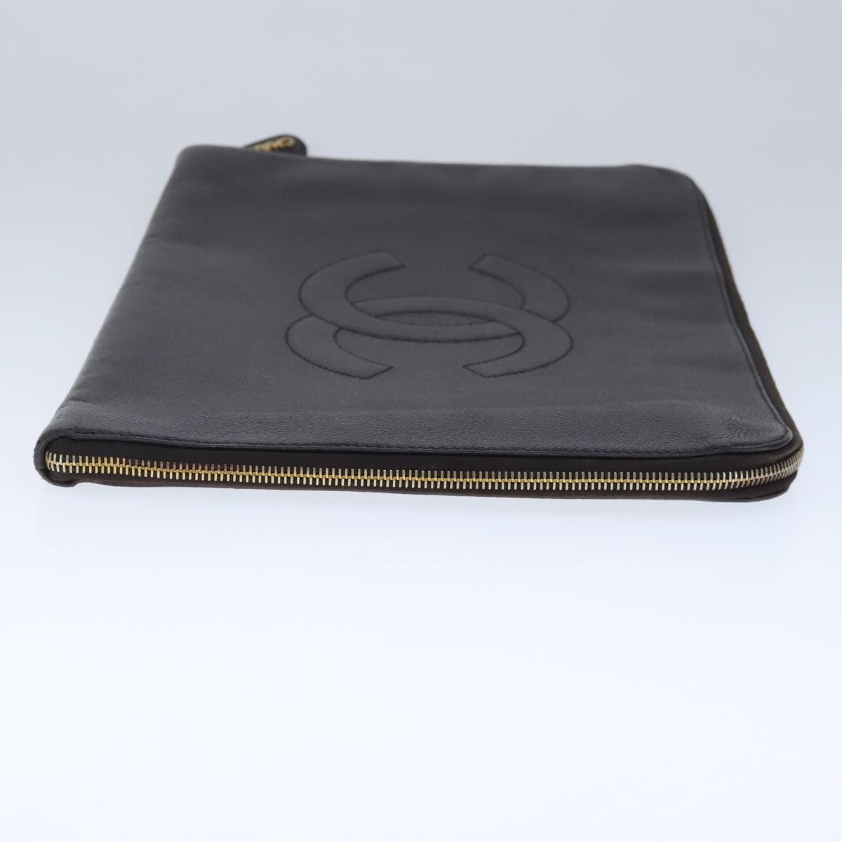 CHANEL Document Case Caviar Skin Brown CC bs20232