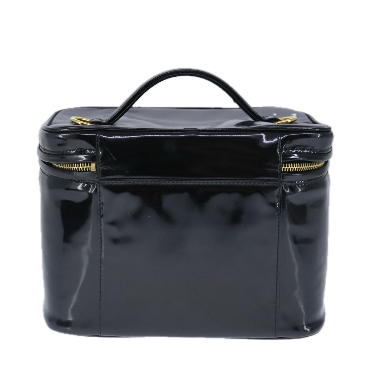CHANEL Vanity Pouch Enamel Black Gold CC bs20242