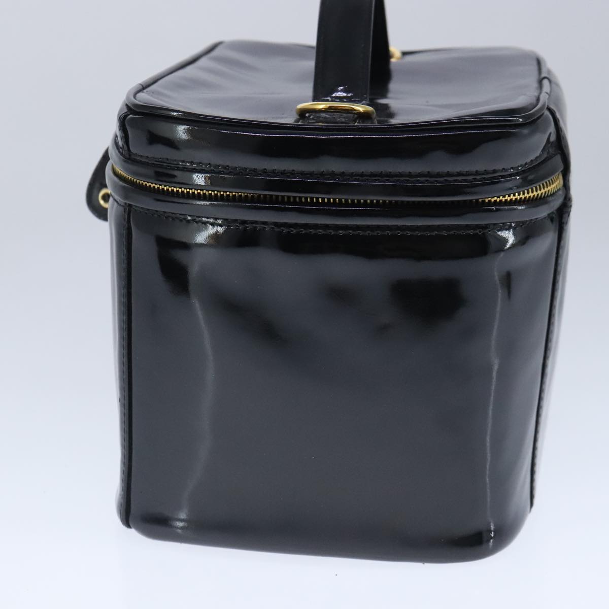 CHANEL Vanity Pouch Enamel Black Gold CC bs20242