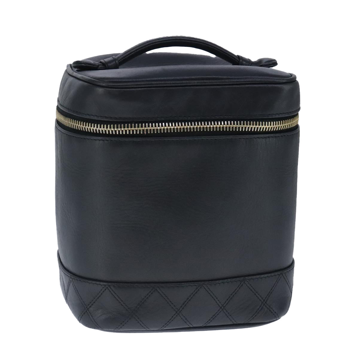 CHANEL Vanity Cosmetic Pouch Calfskin Black Gold CC bs20307
