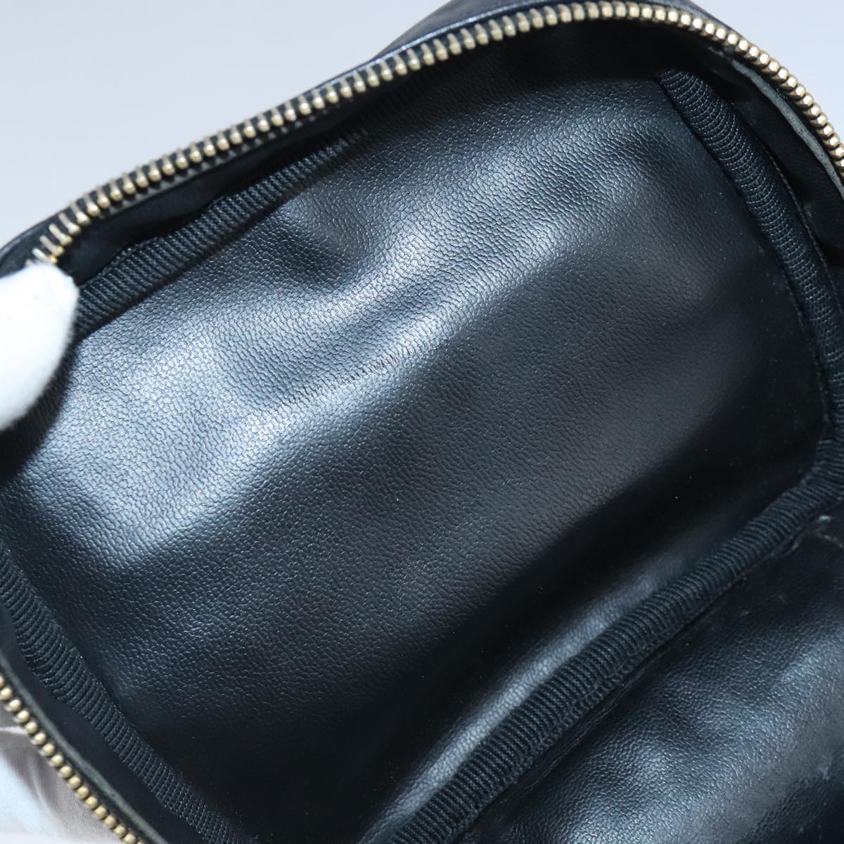 CHANEL Vanity Cosmetic Pouch Calfskin Black Gold CC bs20307
