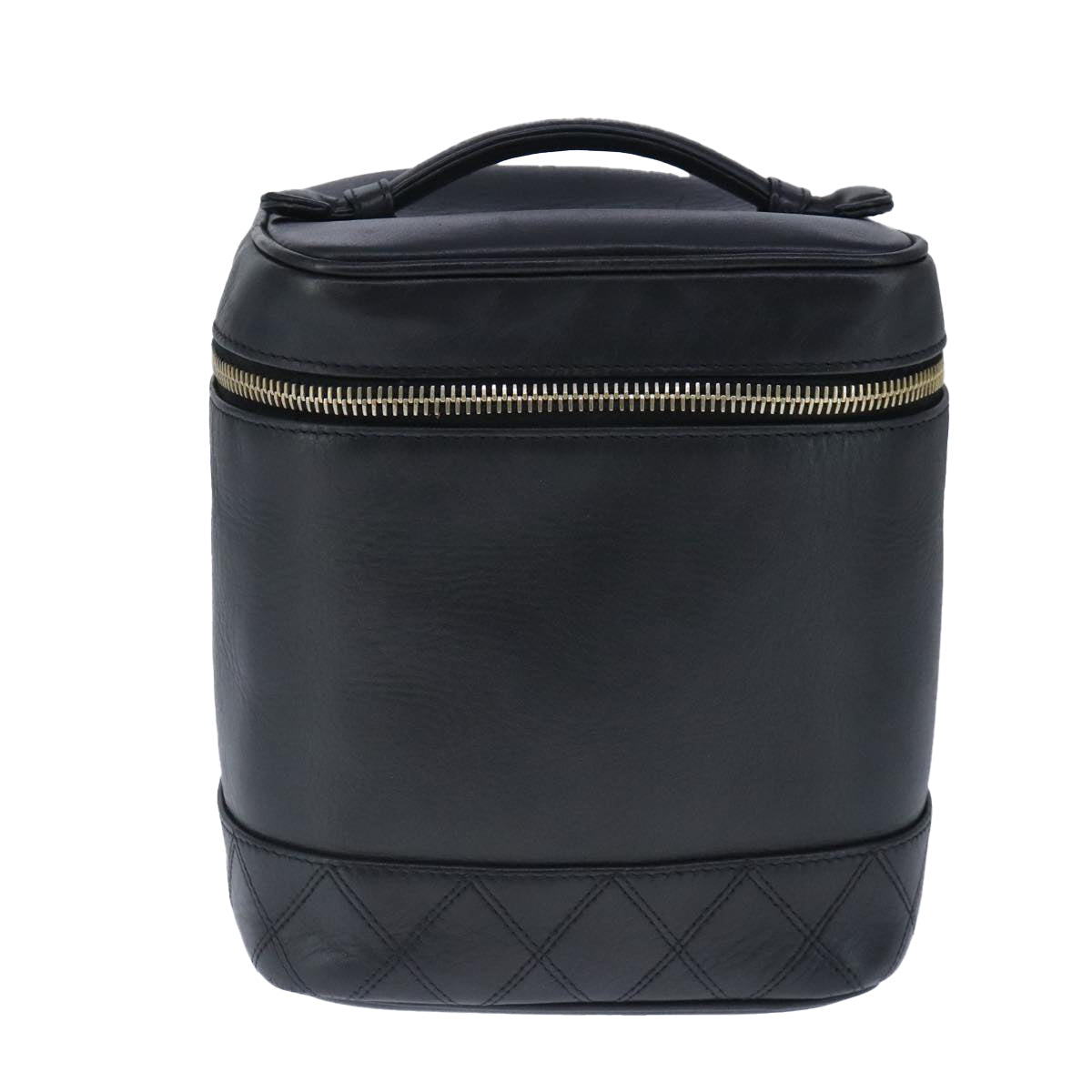 CHANEL Vanity Cosmetic Pouch Calfskin Black Gold CC bs20307