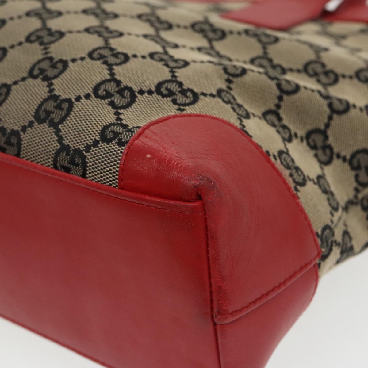 GUCCI GG Canvas Tote Bag Beige Red  Gold 002 1119 bs20331