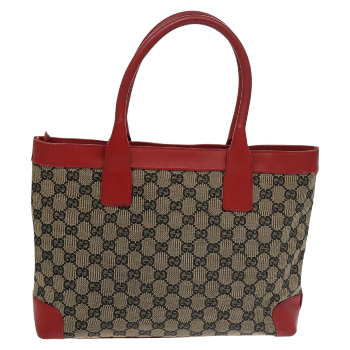 GUCCI GG Canvas Tote Bag Beige Red  Gold 002 1119 bs20331