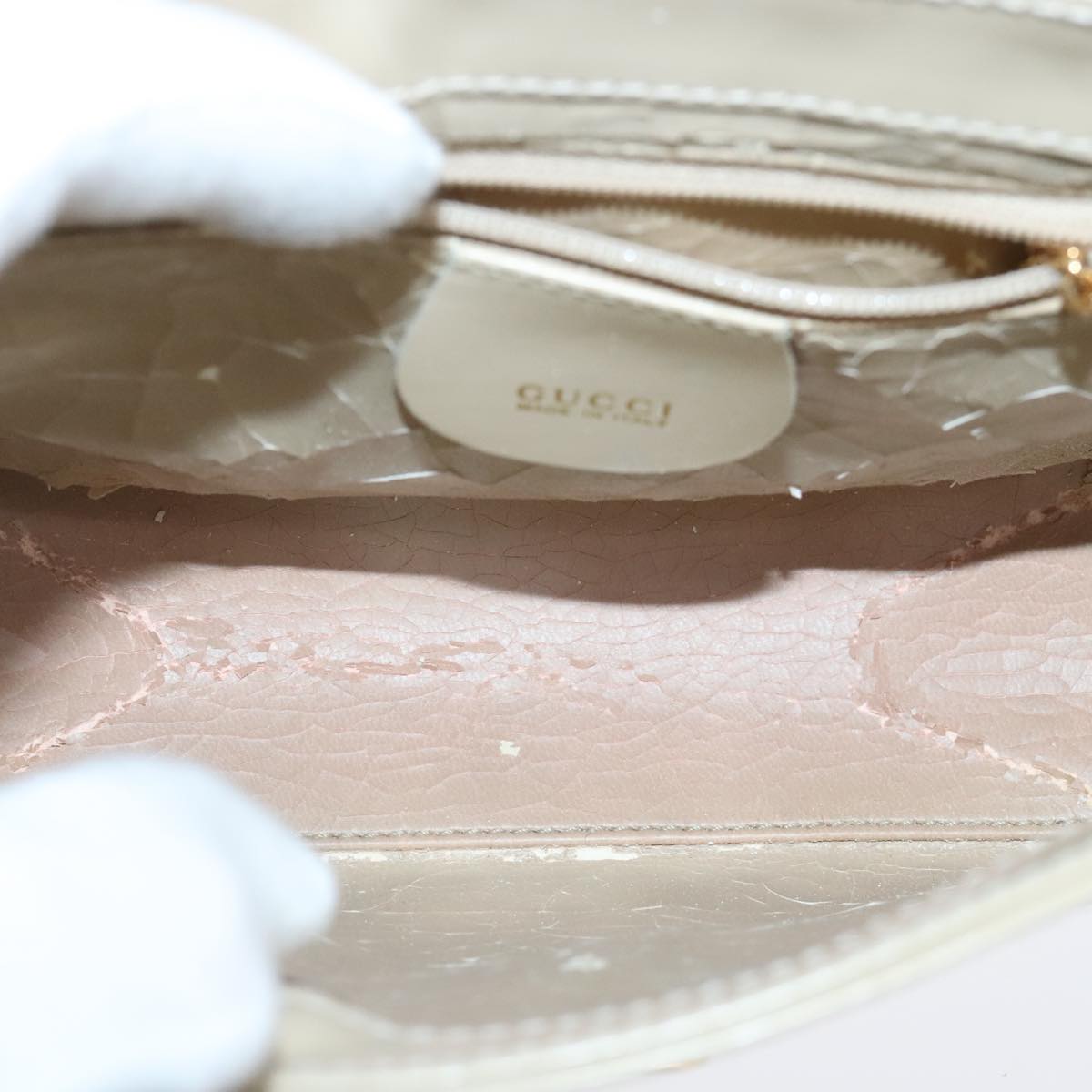GUCCI Shoulder Bag Enamel Beige Gold 007 3444 0282 bs20332