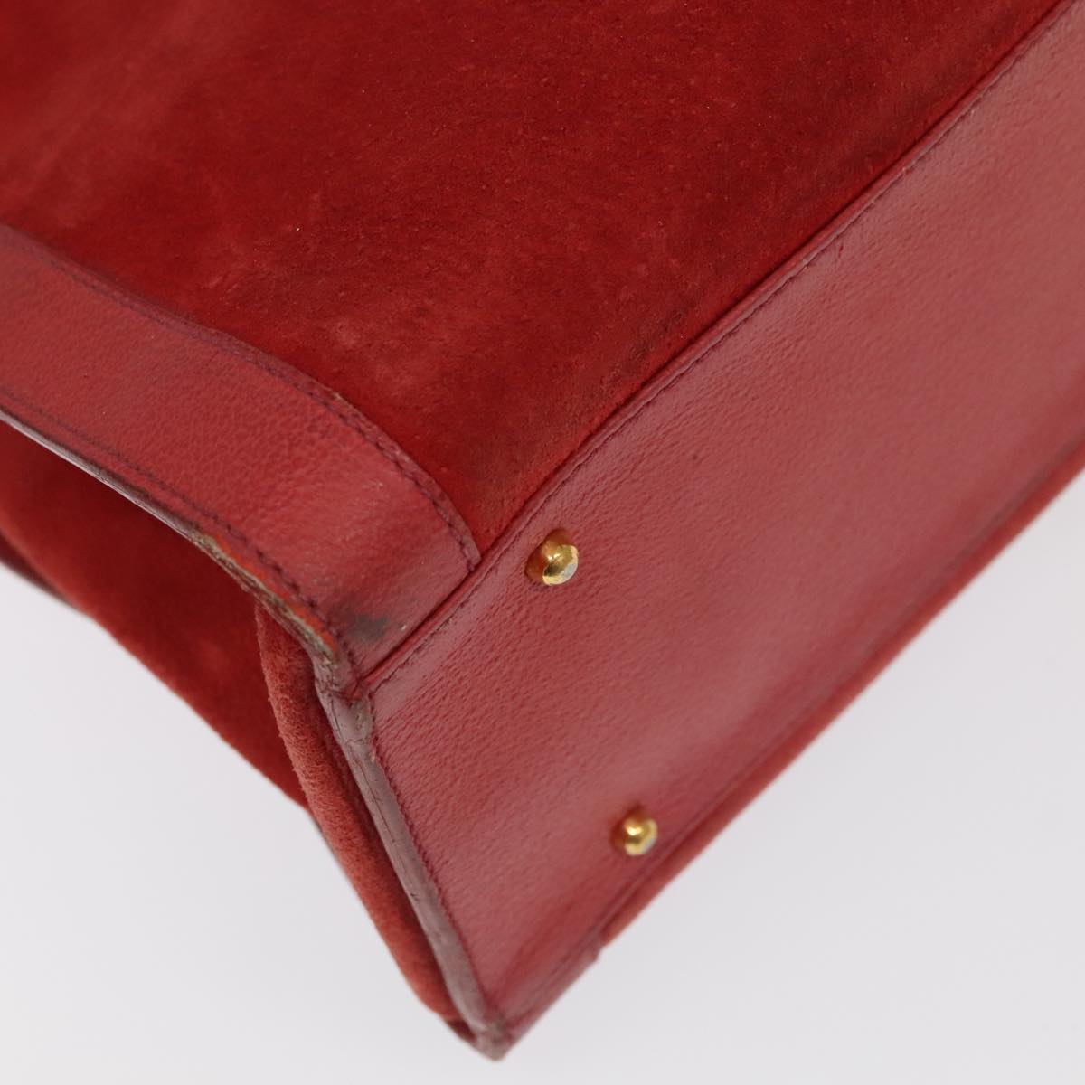 GUCCI Bamboo Hand Bag Suede Leather Red Gold 002 1186 0259 bs20333