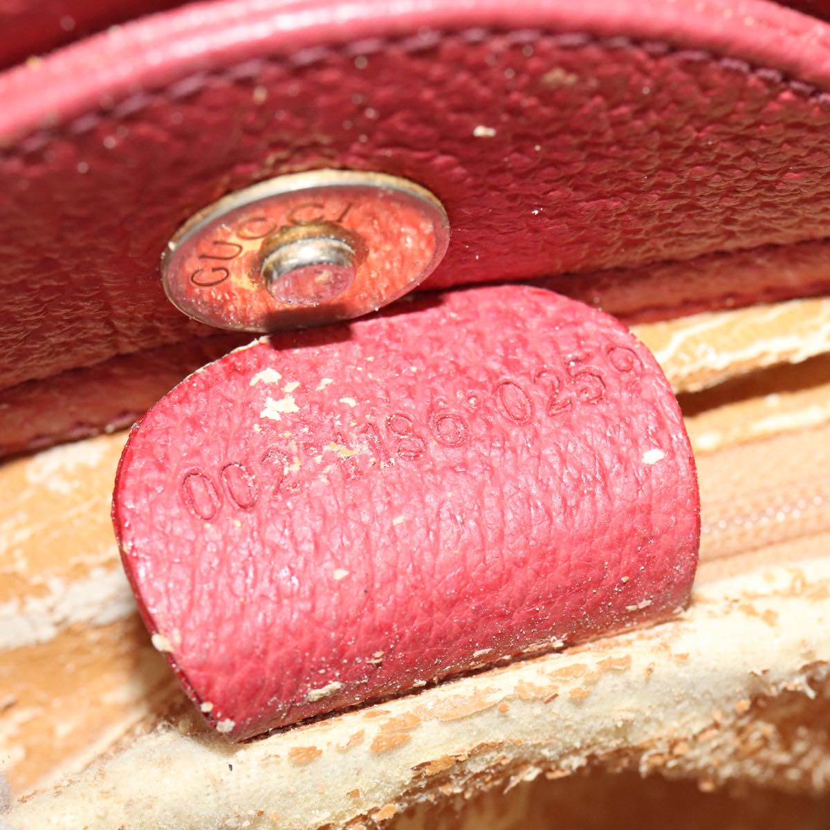 GUCCI Bamboo Hand Bag Suede Leather Red Gold 002 1186 0259 bs20333