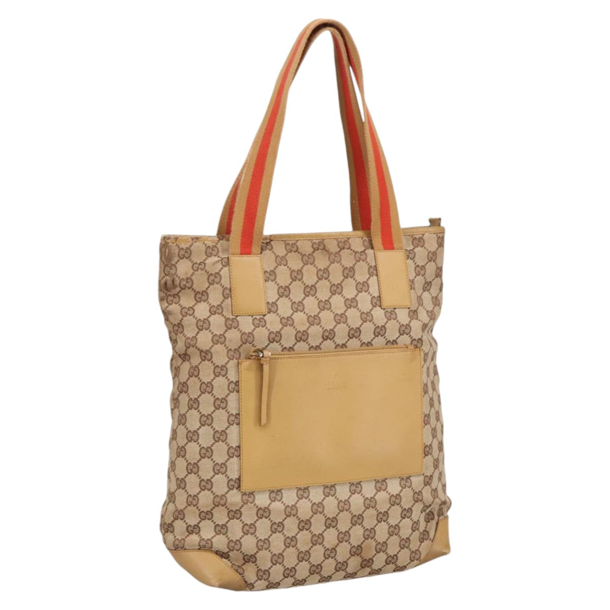 GUCCI GG Canvas Sherry Line Tote Bag Beige Red Gold 019 0401 bs20335