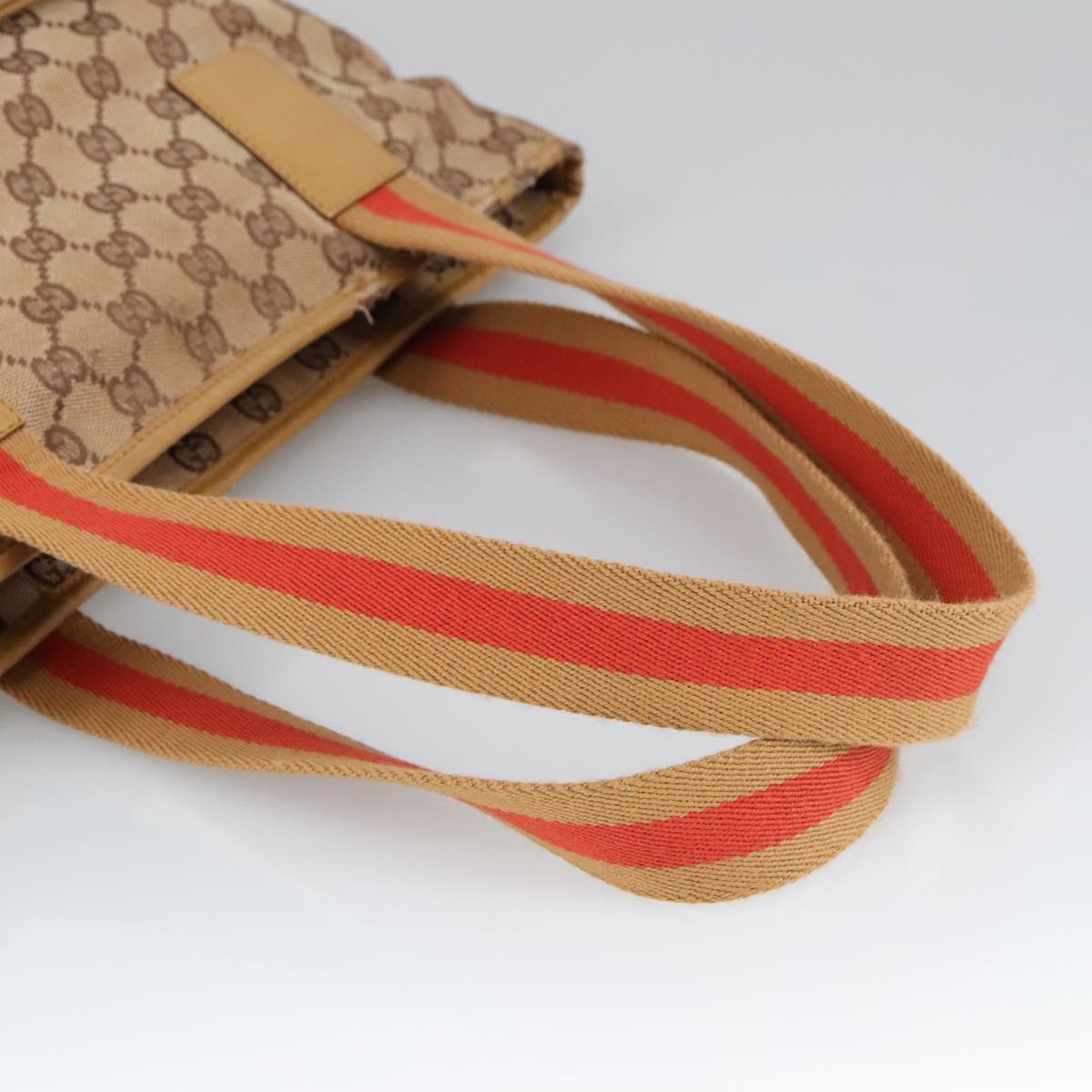 GUCCI GG Canvas Sherry Line Tote Bag Beige Red Gold 019 0401 bs20335