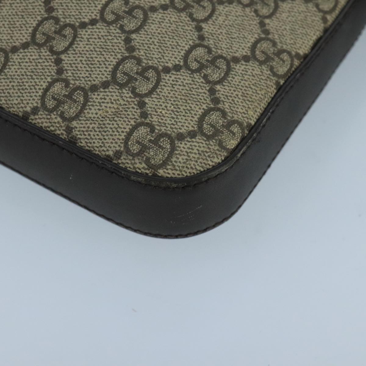 GUCCI GG Supreme Shoulder Bag PVC Leather Beige Silver 406410 bs20336