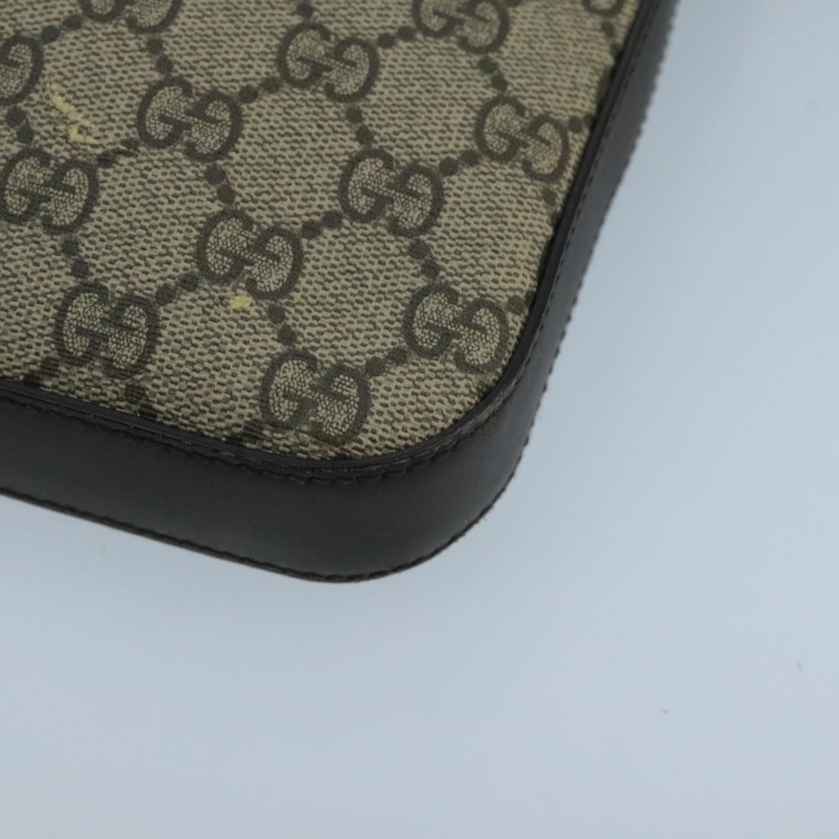 GUCCI GG Supreme Shoulder Bag PVC Leather Beige Silver 406410 bs20336