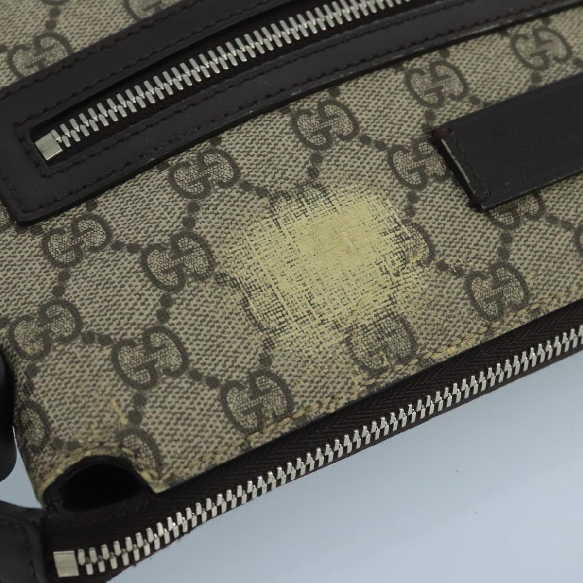 GUCCI GG Supreme Shoulder Bag PVC Leather Beige Silver 406410 bs20336