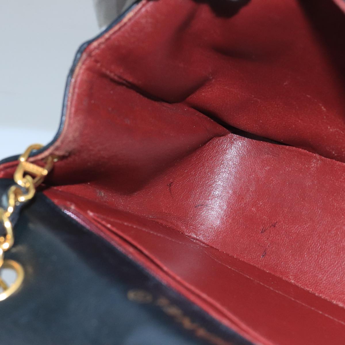 CHANEL Diana Matelasse Chain Shoulder Bag Lamb Skin Black Gold CC bs20390
