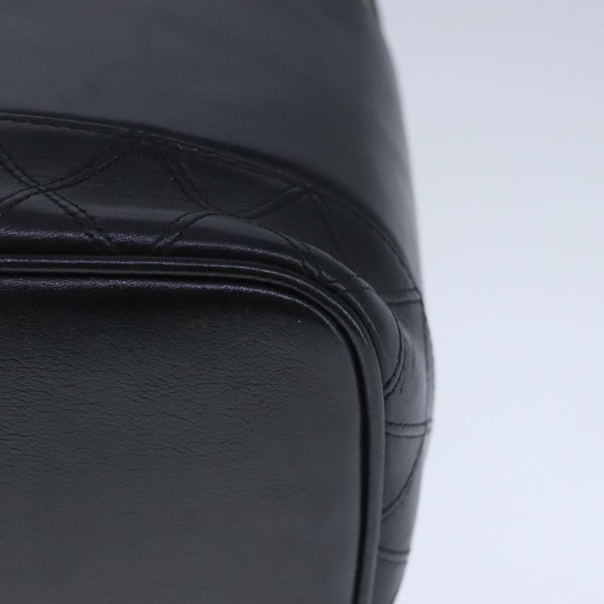 CHANEL Bicolore Vanity Cosmetic Pouch Leather Black Gold CC bs20395