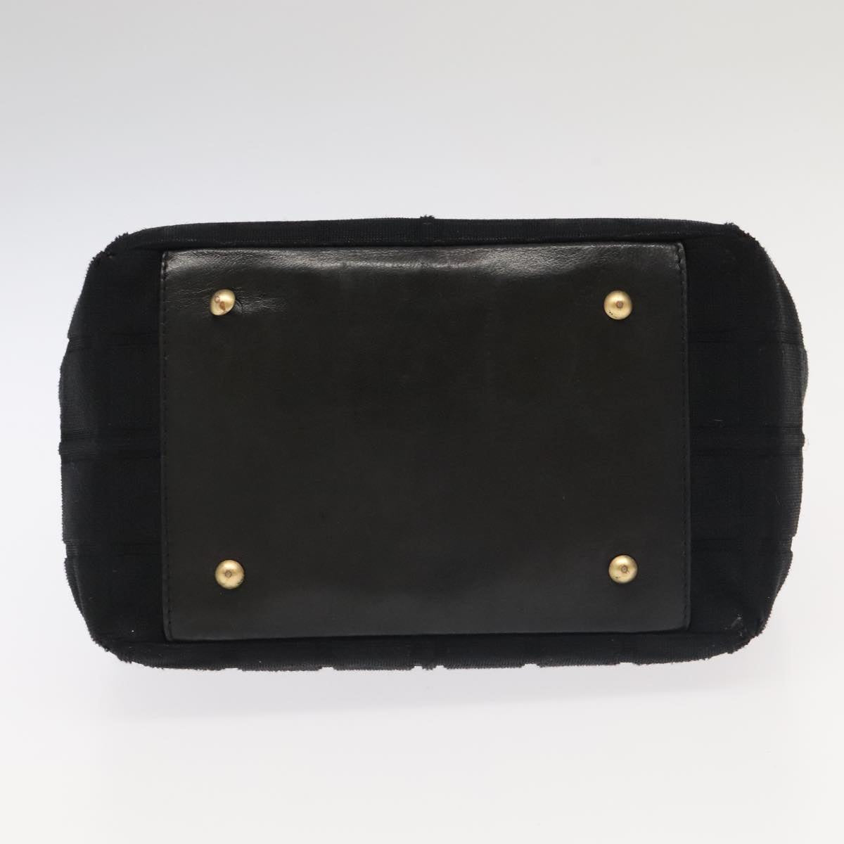 CHANEL Choco Bar Chain Hand Bag Cotton Black CC bs20540