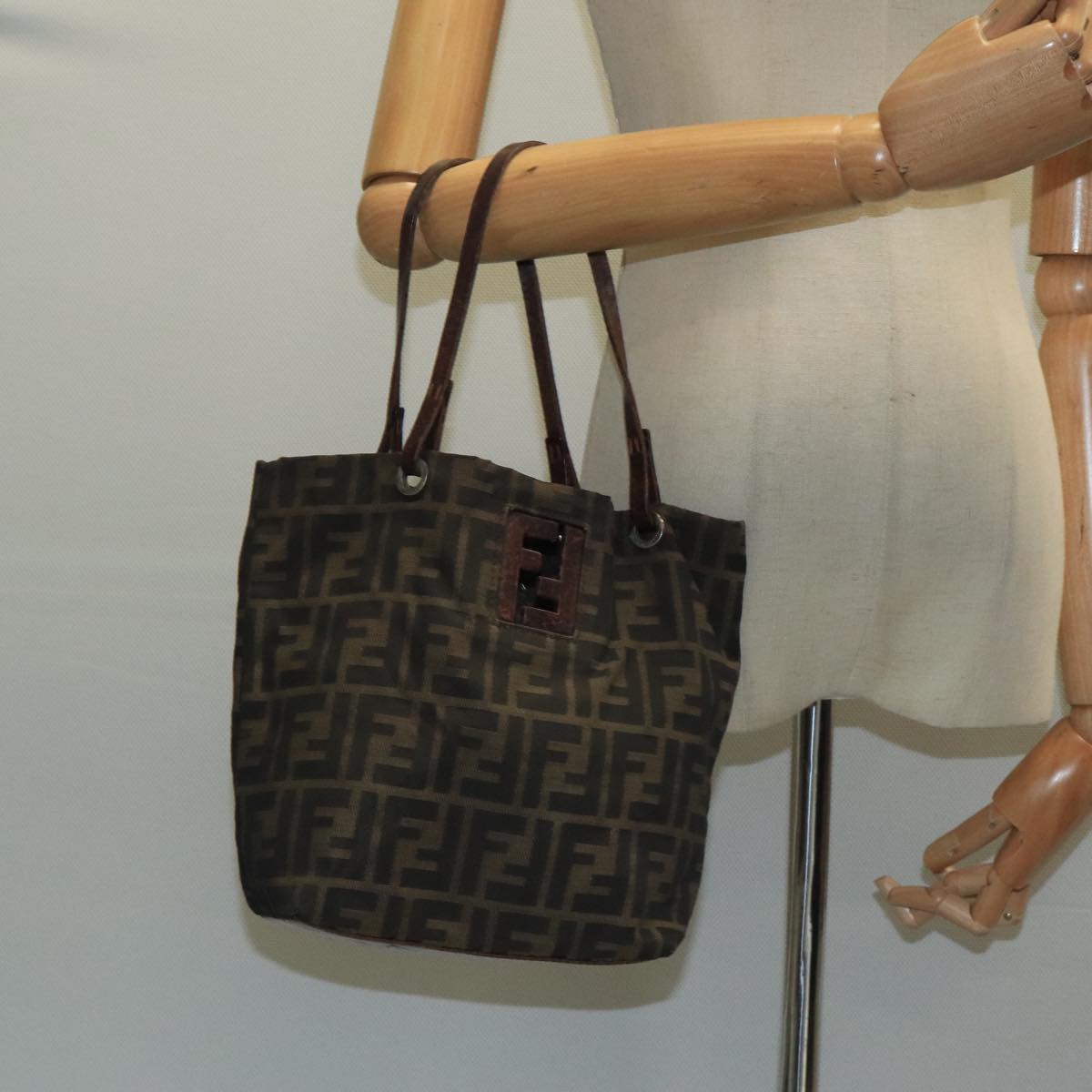 FENDI Zucca Canvas Tote Bag Brown Black bs20571