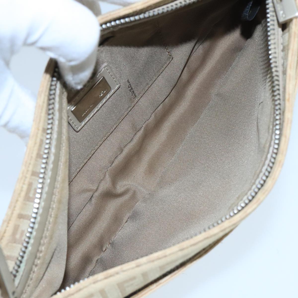 FENDI Zucchino Canvas Hand Bag Beige bs20575