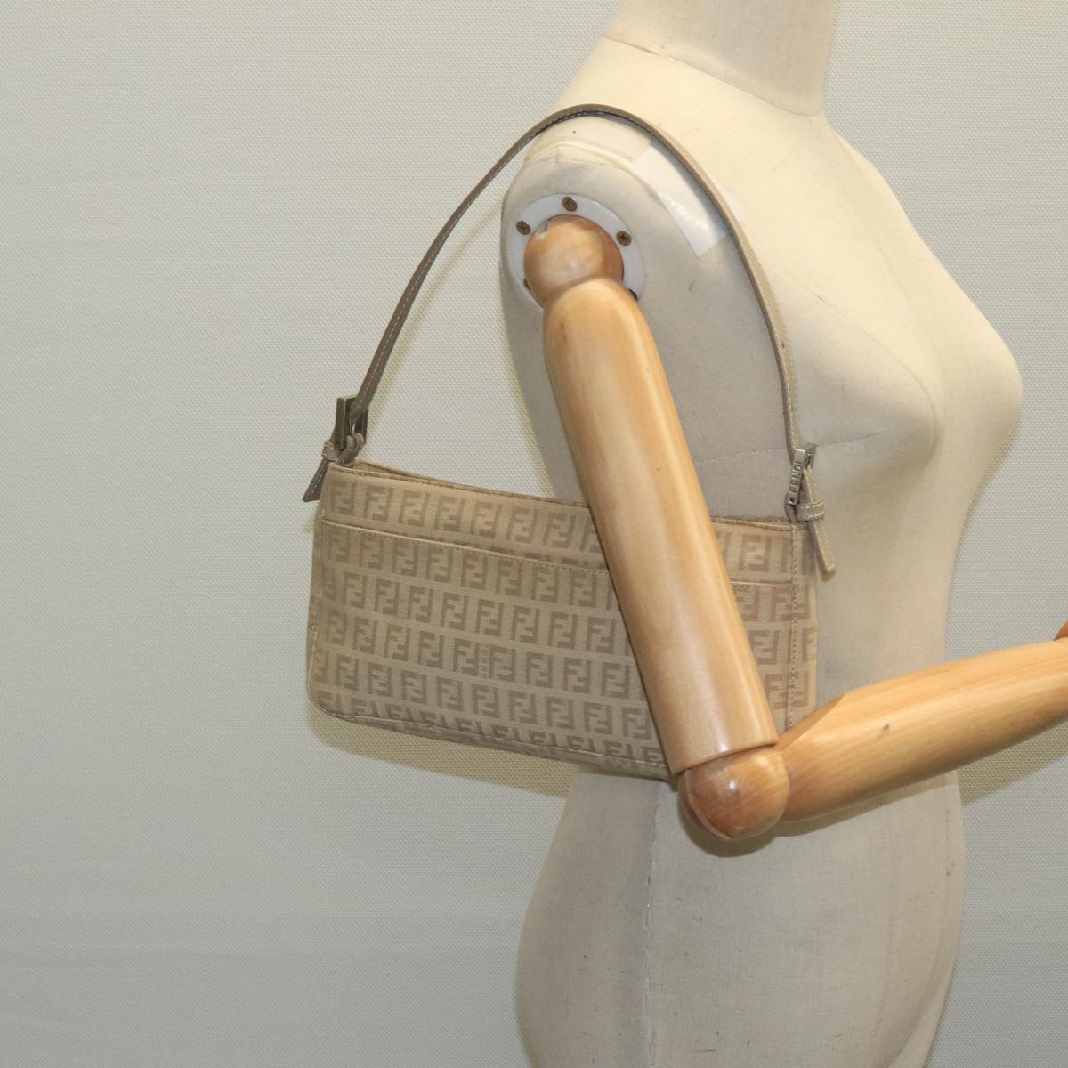 FENDI Zucchino Canvas Hand Bag Beige bs20575