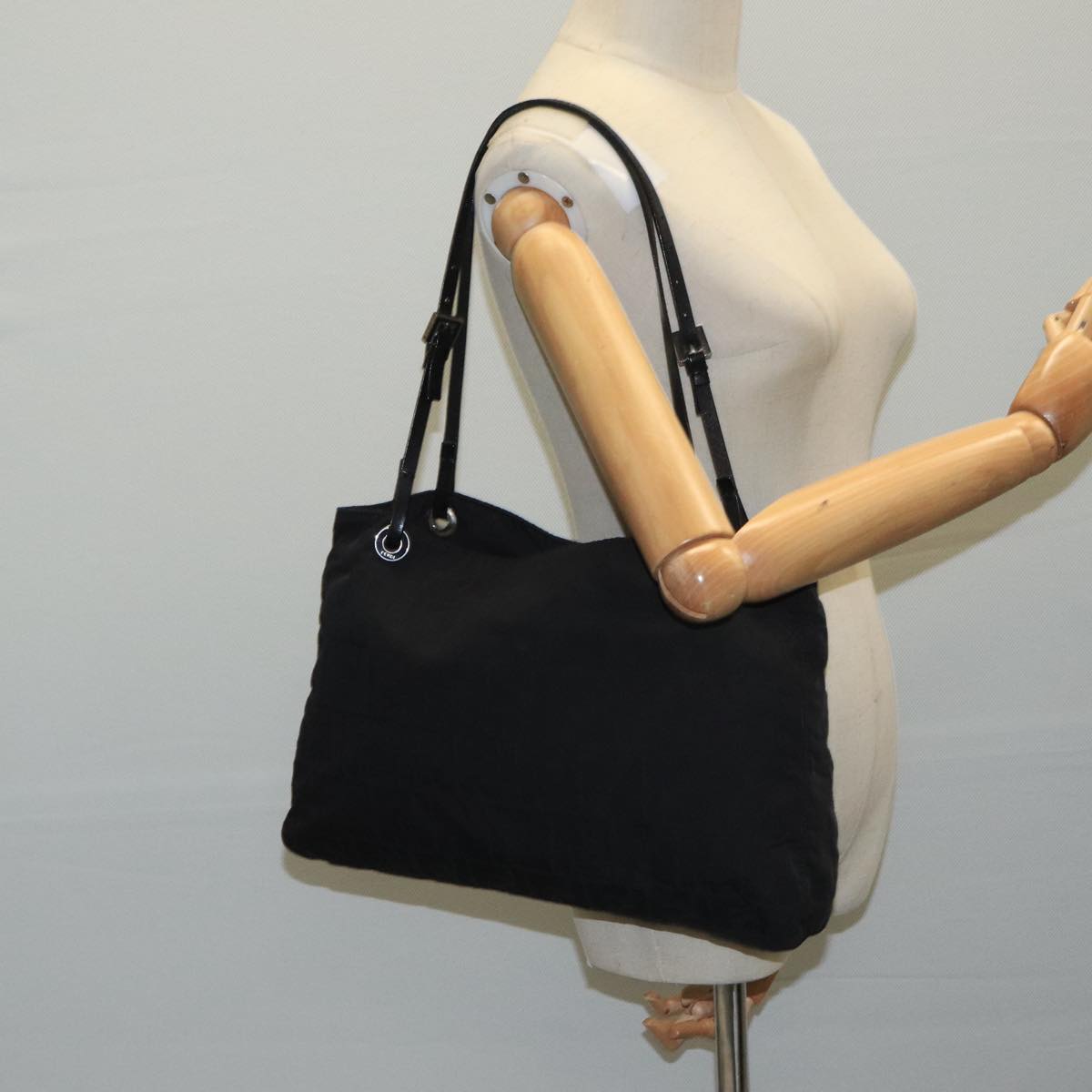 FENDI Zucca Canvas Tote Bag Nylon Black Silver bs20581