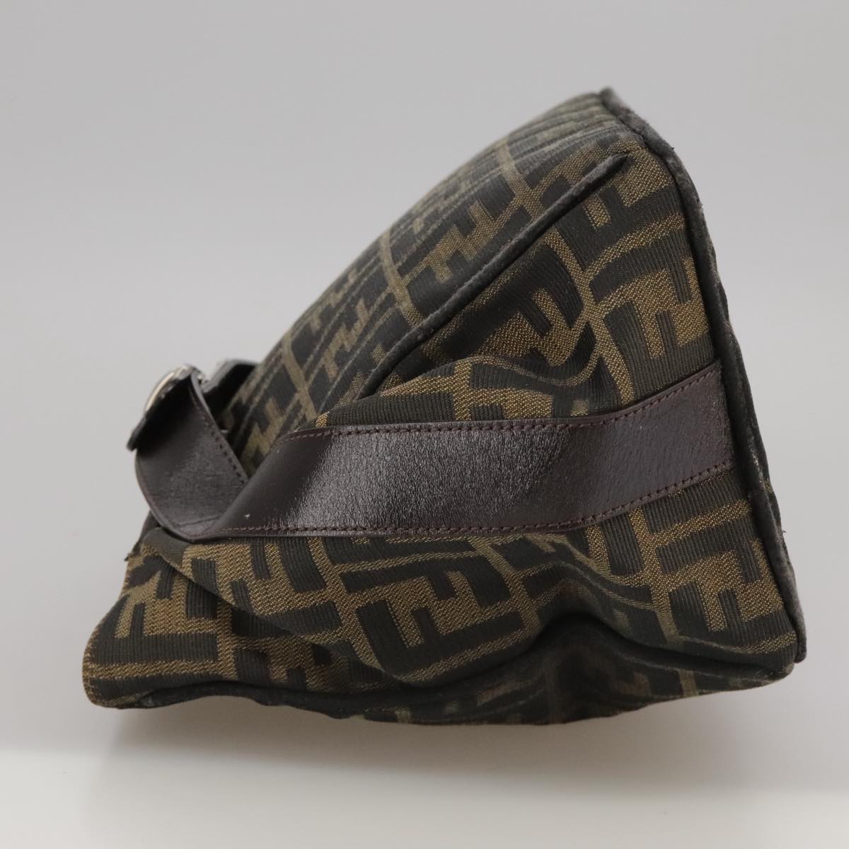 FENDI Zucca Canvas Hand Bag Brown Black Silver bs20582