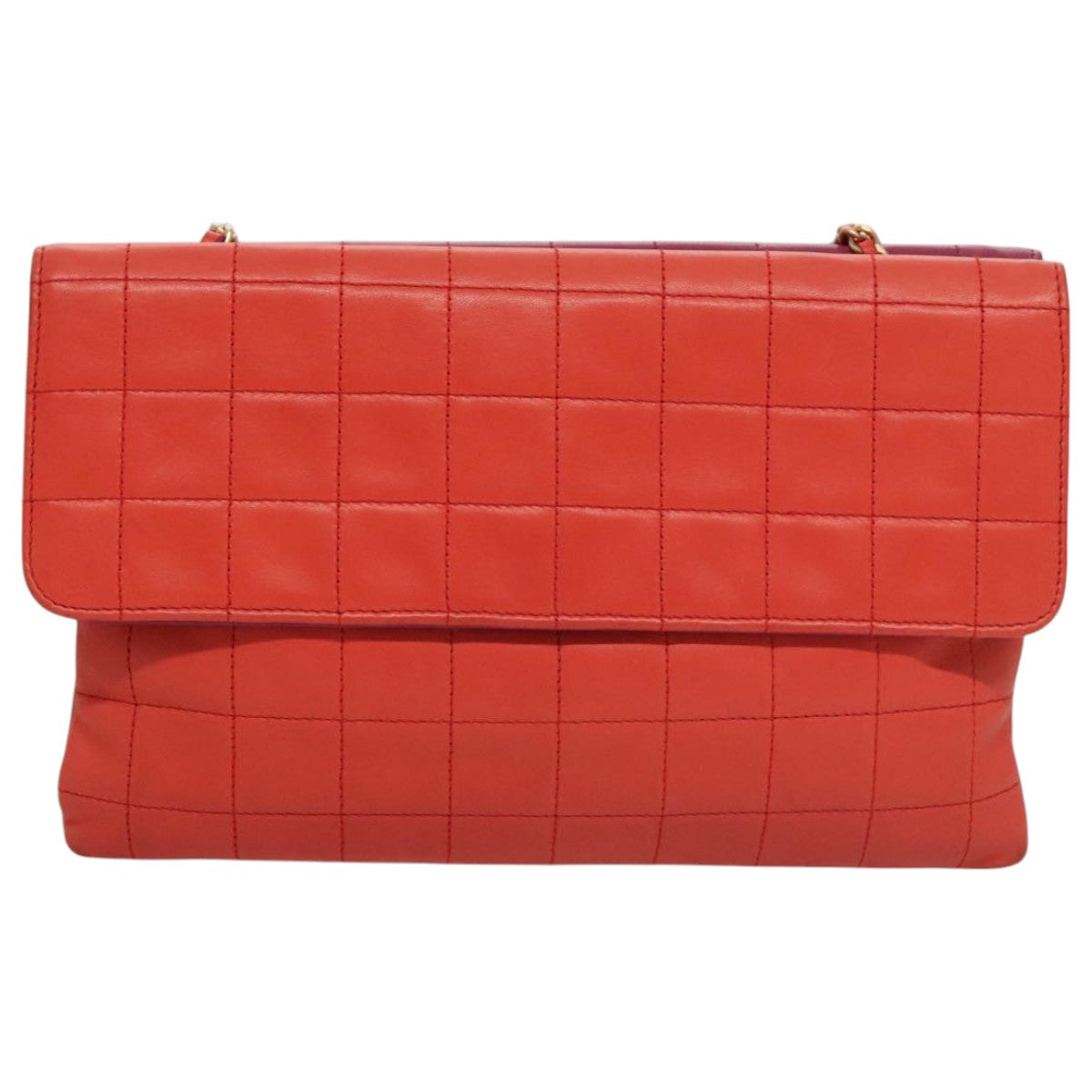 CHANEL Choco Bar Chain Hand Bag Lamb Skin Purple Pink CC bs20703