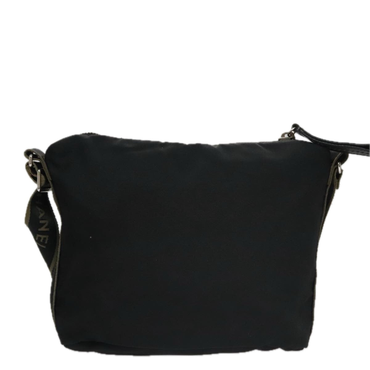 CHANEL Sports Shoulder Bag Nylon Black Khaki Silver CC bs20802