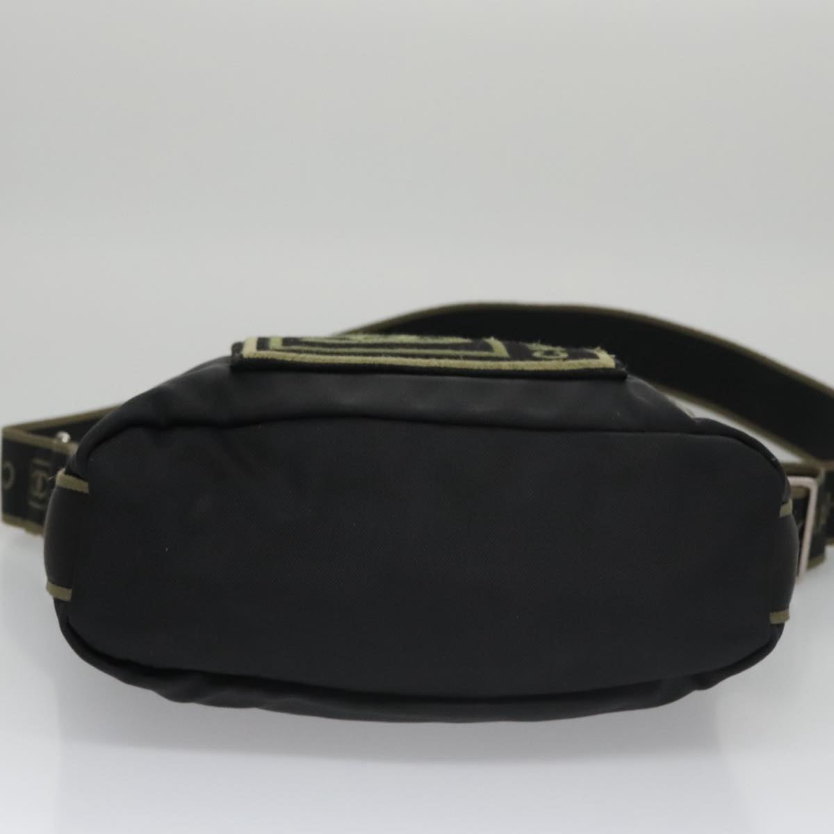 CHANEL Sports Shoulder Bag Nylon Black Khaki Silver CC bs20802