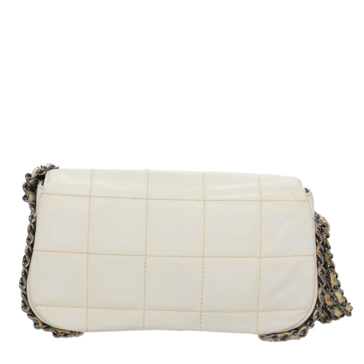 CHANEL Choco Bar Chain Shoulder Bag Patent Leather Pink Gold CC bs20803