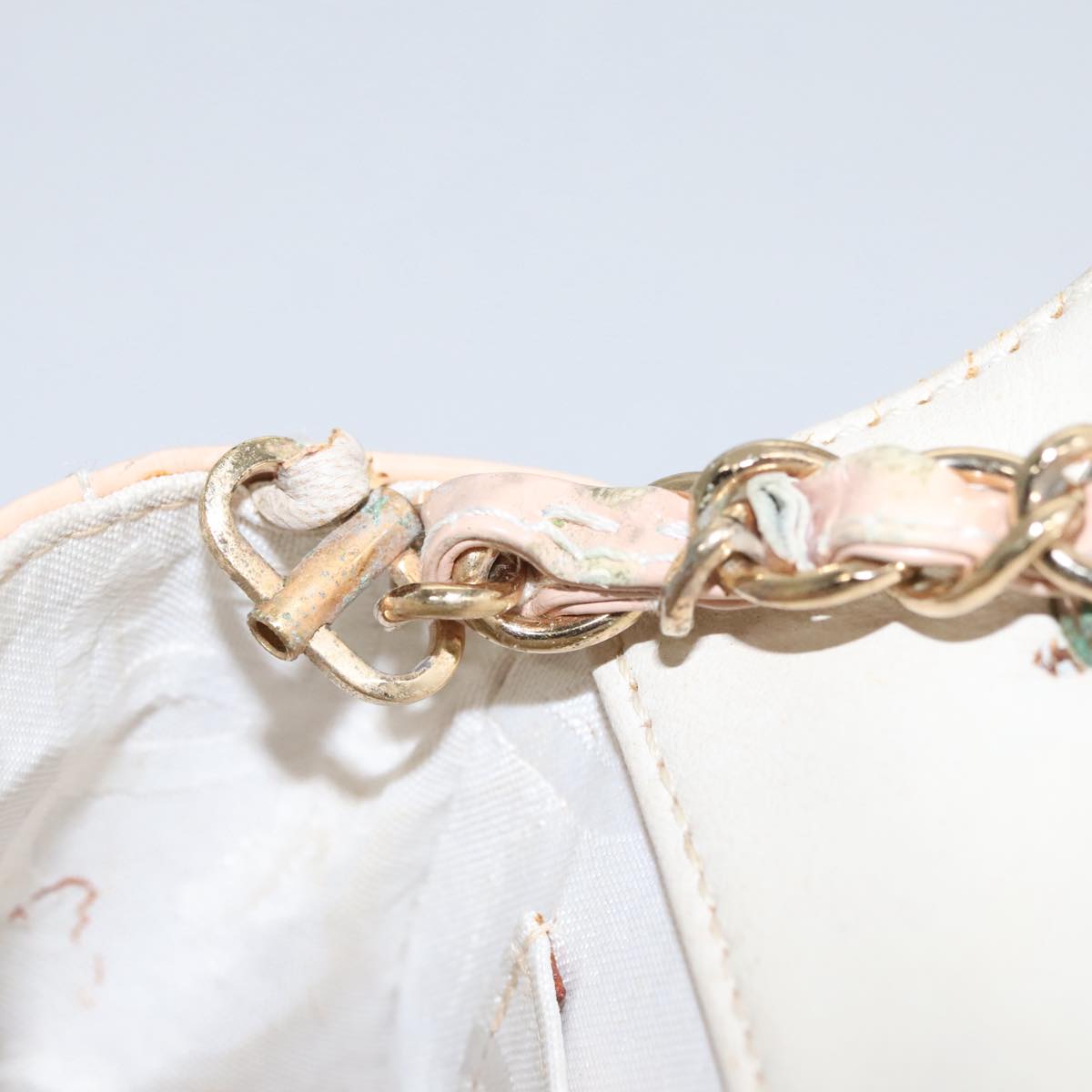 CHANEL Choco Bar Chain Shoulder Bag Patent Leather Pink Gold CC bs20804