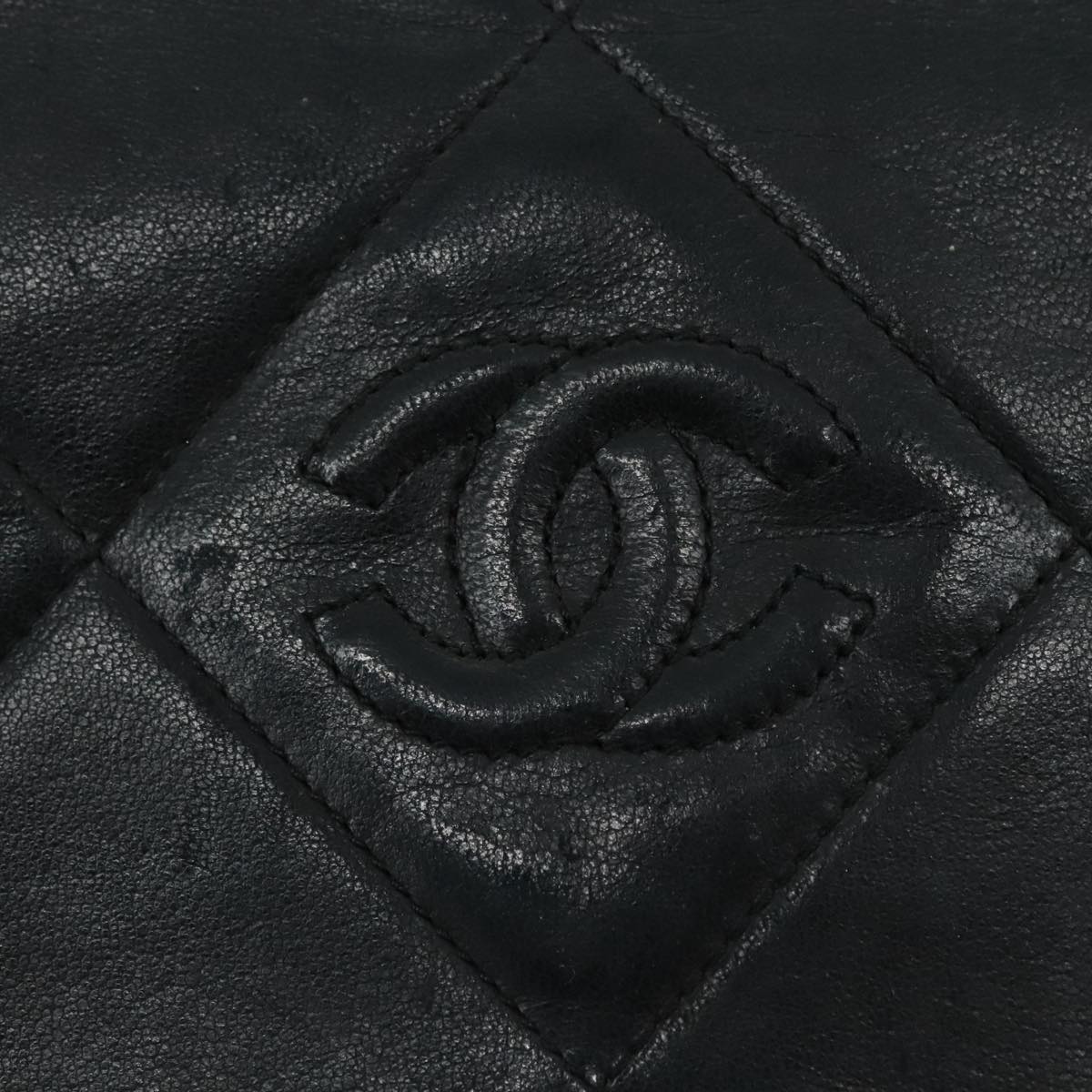 CHANEL Matelasse Chain Shoulder Bag Lamb Skin Black Gold CC bs20900