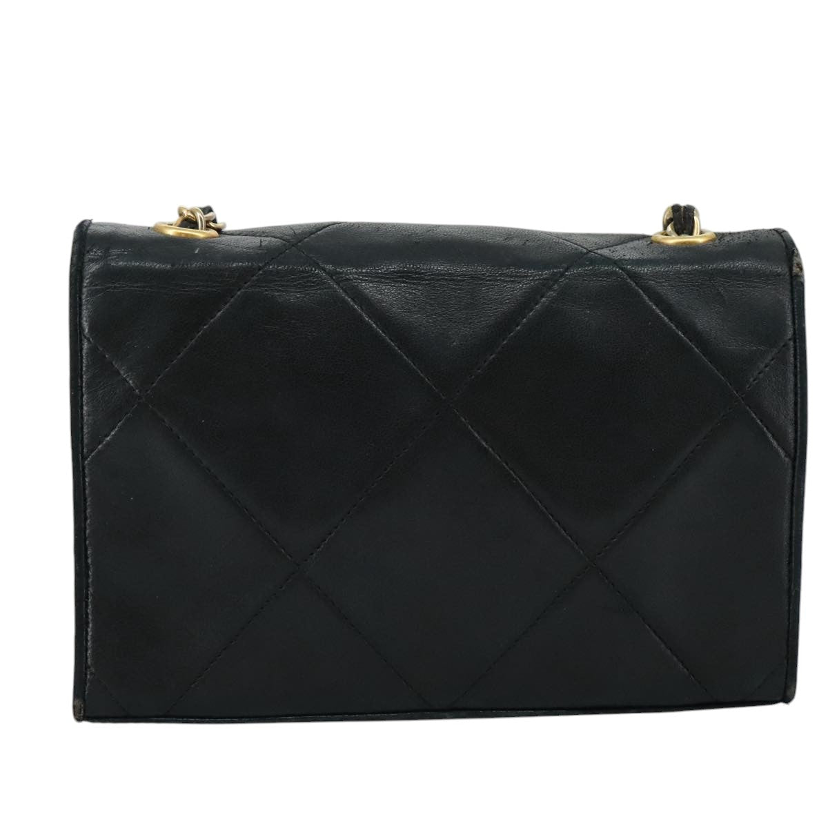 CHANEL Matelasse Chain Shoulder Bag Lamb Skin Black Gold CC bs20900