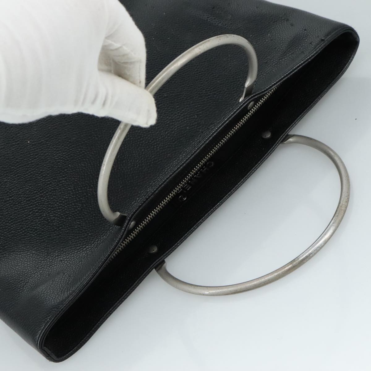 CHANEL Hand Bag Caviar Skin Black CC bs20918