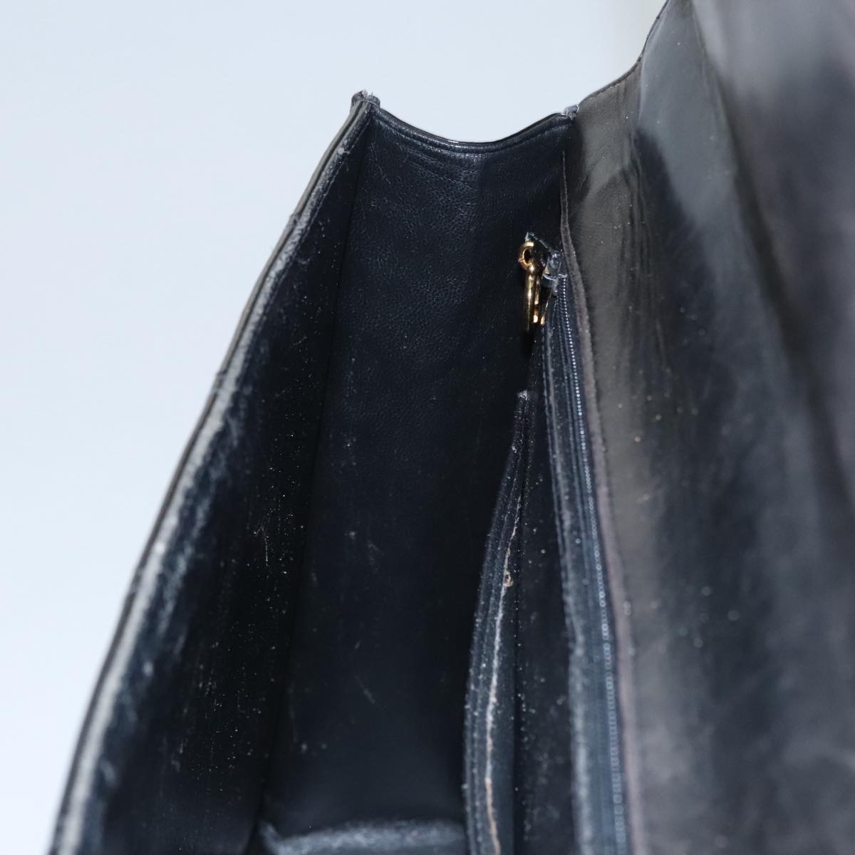 CHANEL Matelasse Hand Bag Enamel Black Gold CC bs20920