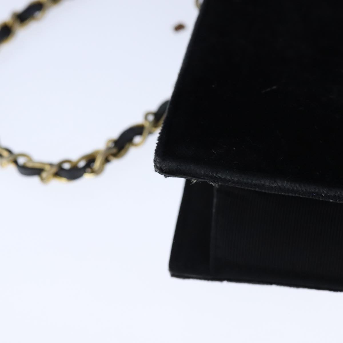 CHANEL Mademoiselle Chain Shoulder Bag Velor Black CC bs20974