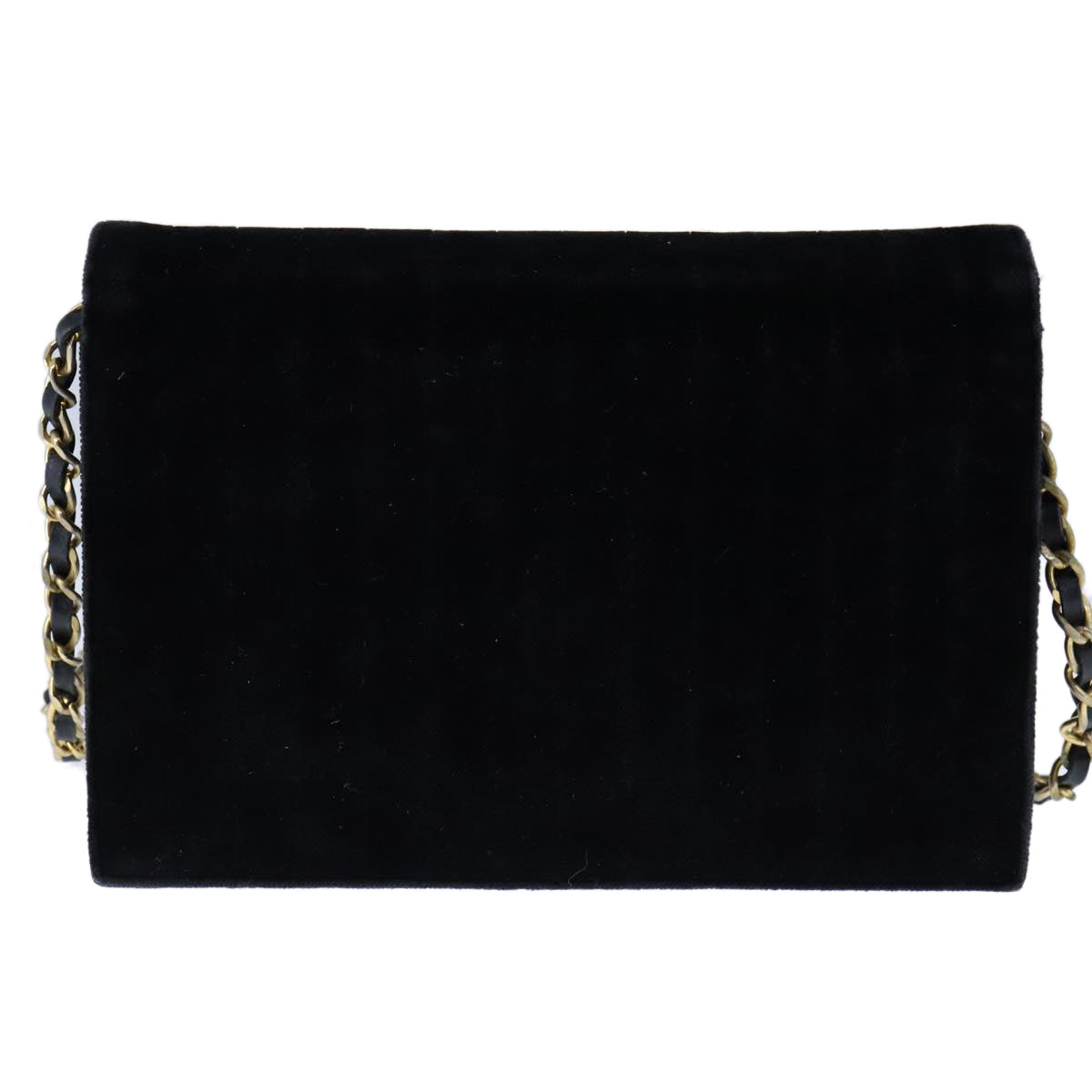 CHANEL Mademoiselle Chain Shoulder Bag Velor Black CC bs20974