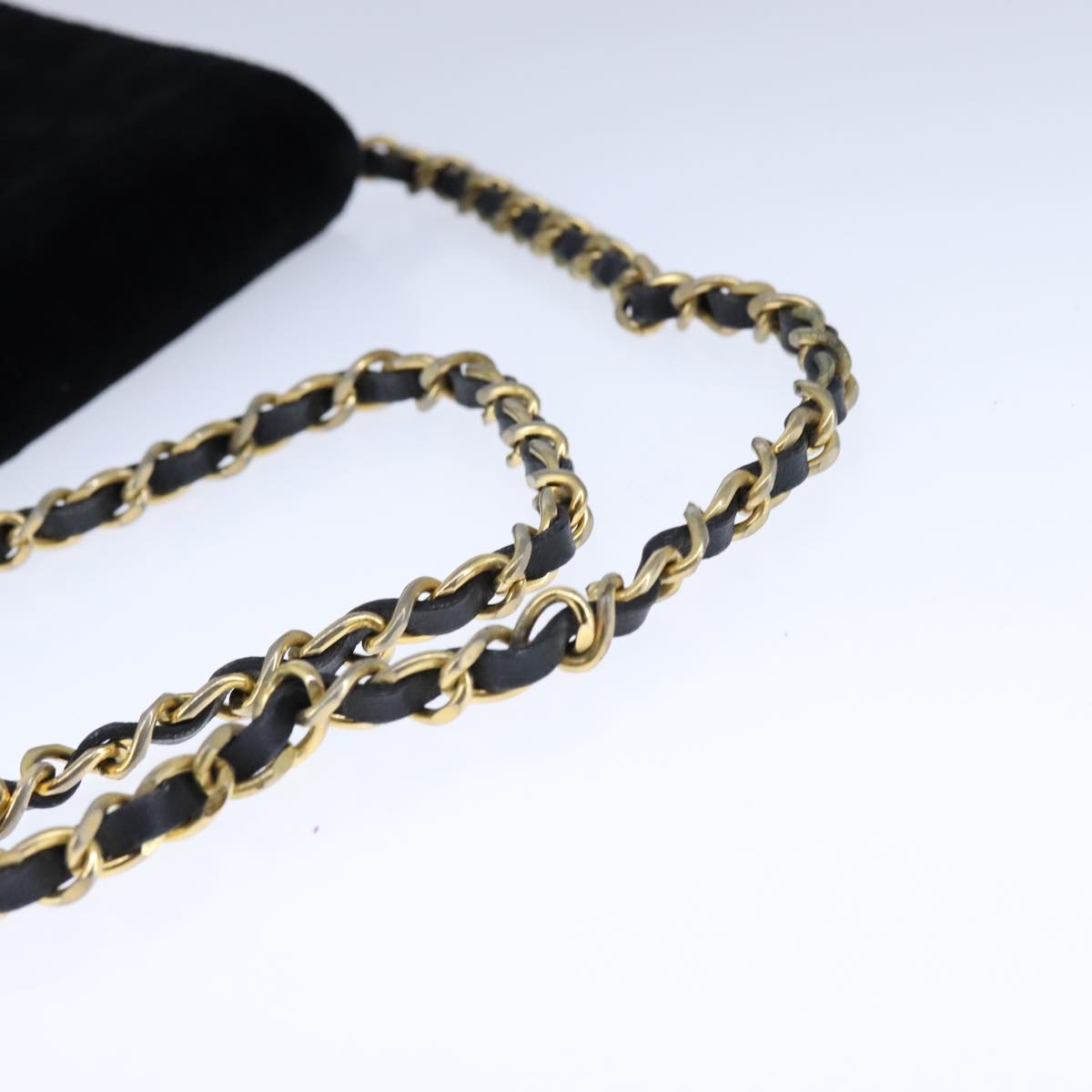 CHANEL Mademoiselle Chain Shoulder Bag Velor Black CC bs20974