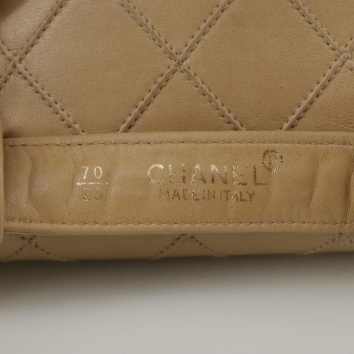 CHANEL Bicolore Waist bag Lamb Skin Beige Gold CC bs21018