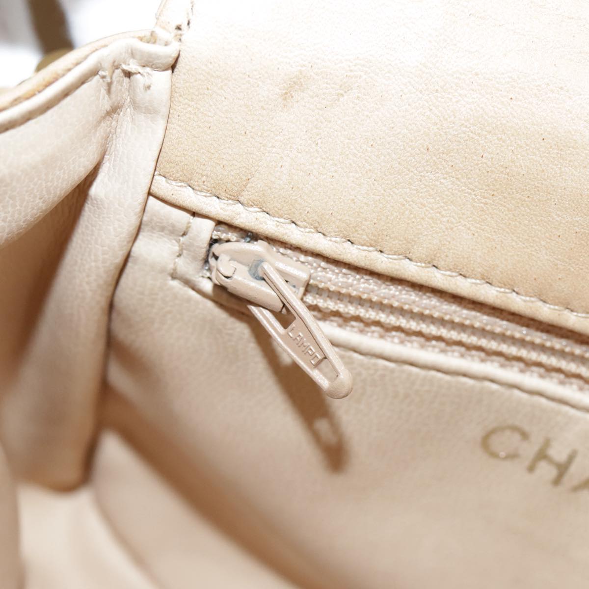 CHANEL Bicolore Waist bag Lamb Skin Beige Gold CC bs21018
