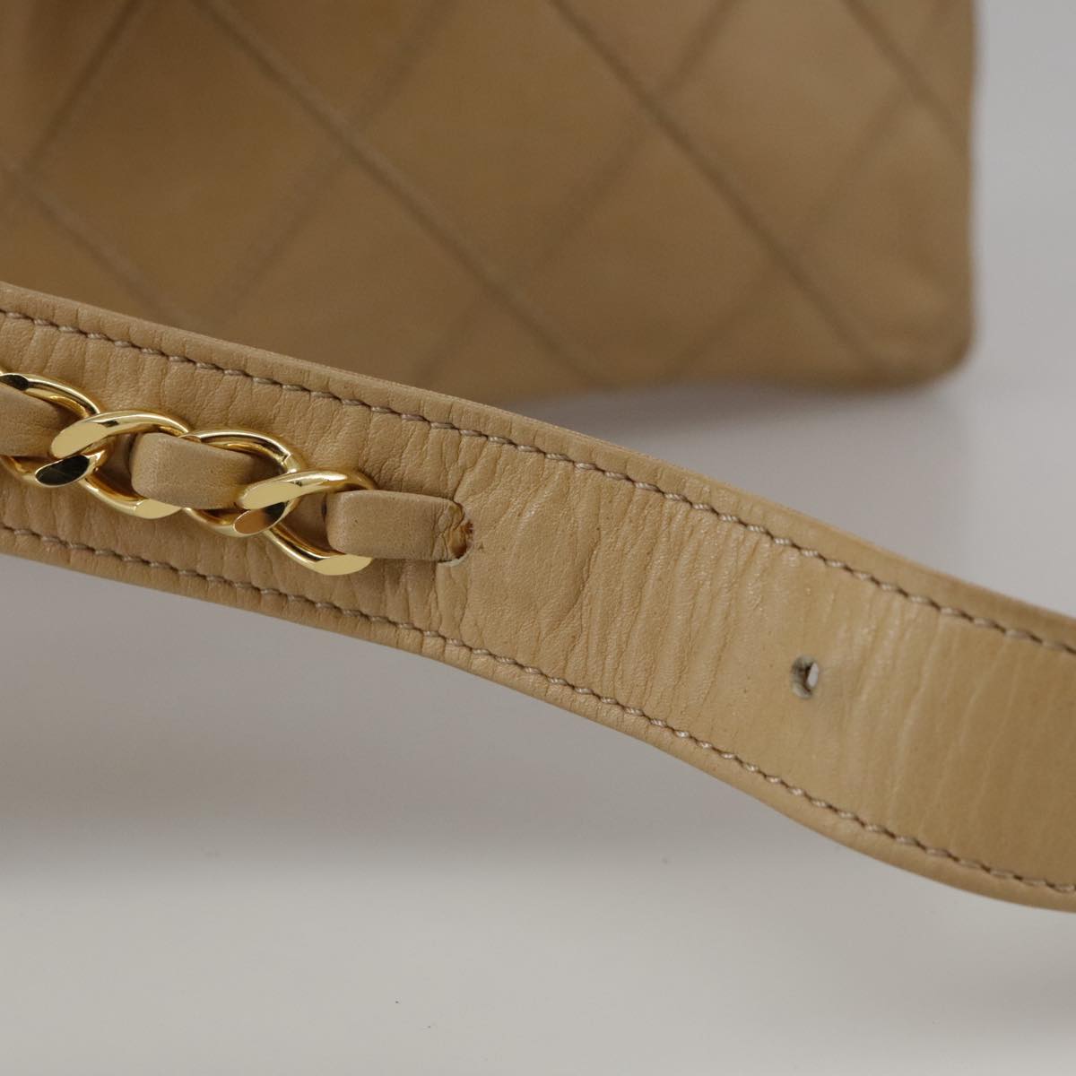 CHANEL Bicolore Waist bag Lamb Skin Beige Gold CC bs21018