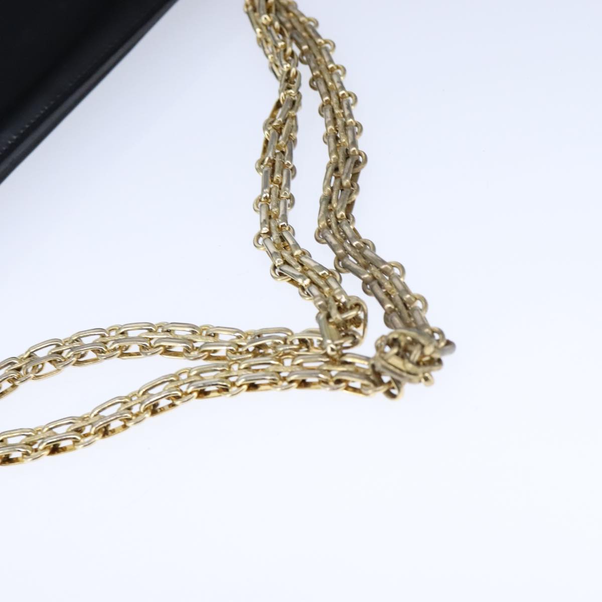 CHANEL Chain Shoulder Bag Patent leather Black Gold CC bs21126