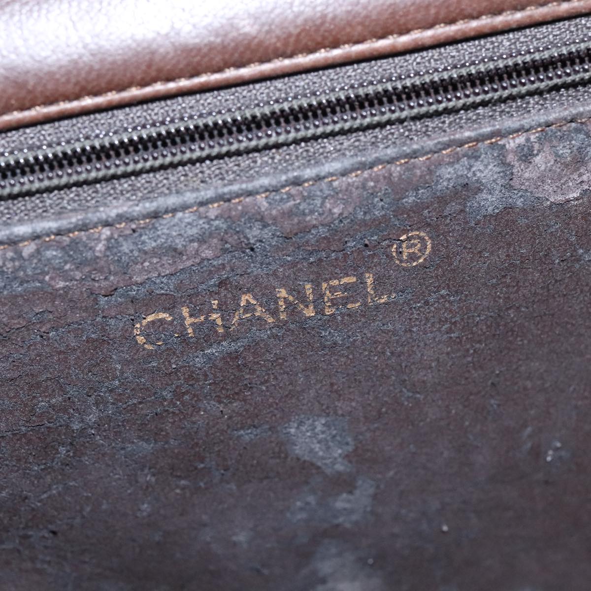 CHANEL Chain Shoulder Bag Lamb Skin Gold Brown CC bs21127