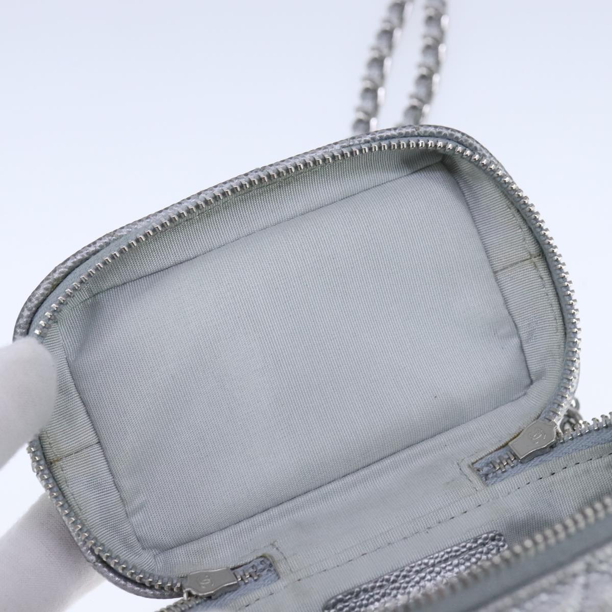 CHANEL Matelasse Hand Bag Caviar Skin 2way Silver CC bs21131