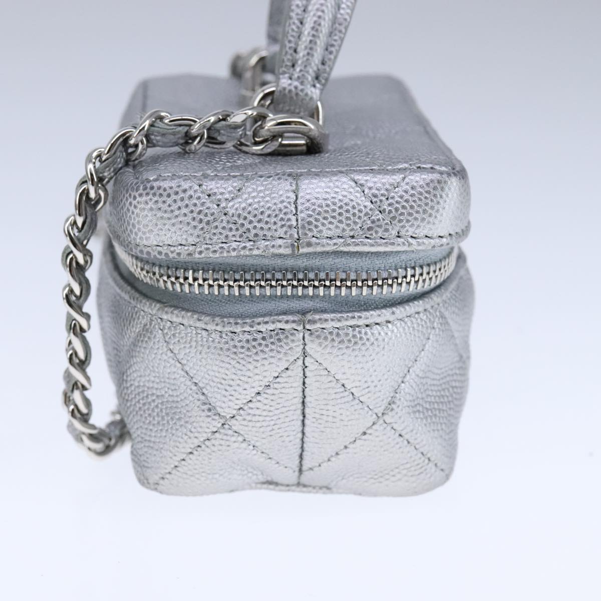 CHANEL Matelasse Hand Bag Caviar Skin 2way Silver CC bs21131