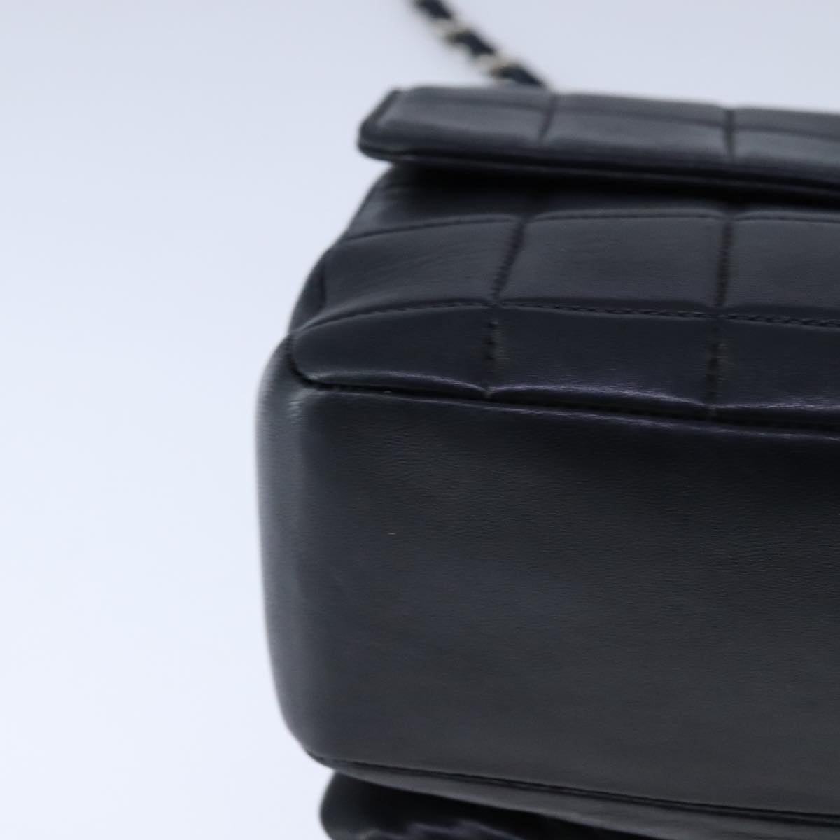CHANEL Choco Bar Chain Shoulder Bag Lamb Skin Black CC bs21132